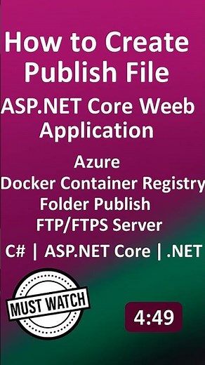 How to Create Publish File of ASP.NET Core Web Application | Azure, FTP, Docker, Publish #shorts