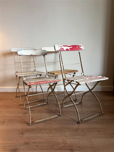 Four French Folding Garden Chairs Mid-century Good Condition - Etsy