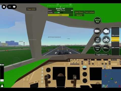 Cockpit view landing a plane