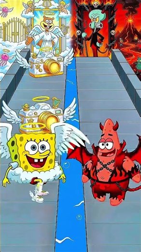 SpongeBob 😇 or Patrick 😈? Heaven vs Hell #shorts #spongebob #patrickstar #funny #animation