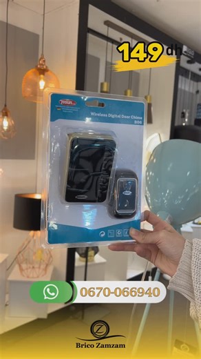 Brico Zamzam on Instagram: "Sonnette Sans Fil – Installation Facile et Pratique pour Votre Maison 🔔 Découvrez notre sonnette sans fil, la solution idéale pour ajouter de la commodité à votre maison ! Facile à installer, sans câblage compliqué, et avec une portée étendue, elle vous garantit un son clair et puissant. Offrez-vous une sonnette moderne avec plusieurs sonneries au choix pour personnaliser votre accueil. Parfaite pour toutes les maisons et appartements. 🏡 Commandez maintenant et prof