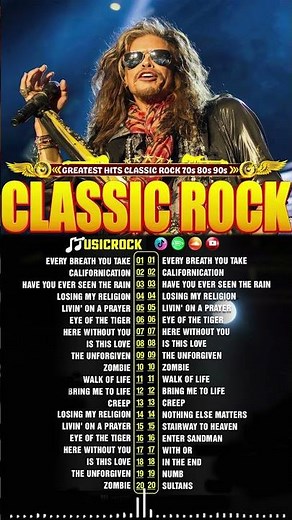 Classic Rock Greatest Hits 60s 70s 80s 🔥 Metallica, Queen, Nirvana, Bon Jovi, Guns N' Roses