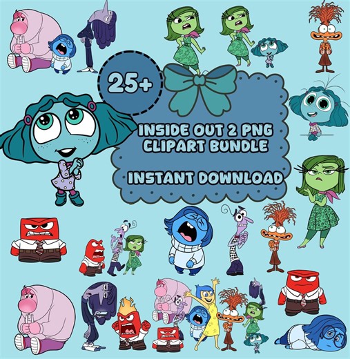 Inside Out 2 PNG Clipart Bundle–Joy,Sadness,Anger & New Emotion (Anxiety,Ennui)|Digital Download|Transparent PNG for Shirt,Sticker and Craft