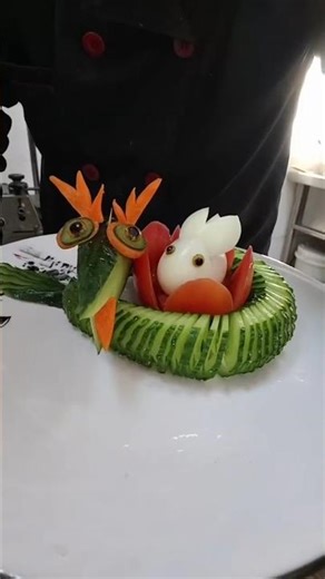 Cucumber Dragon Carving Cutting design Skills#Plate decorated idea's#Kitchen Skills#Knife skills#