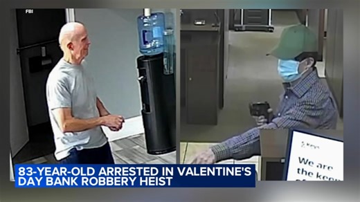 Jury convicts 83-year-old for several suburban bank robberies, Valentine's Day heist