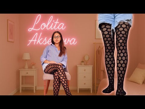 Denim Shorts & Black Tights Testing New Patterned Pantyhose with Heels