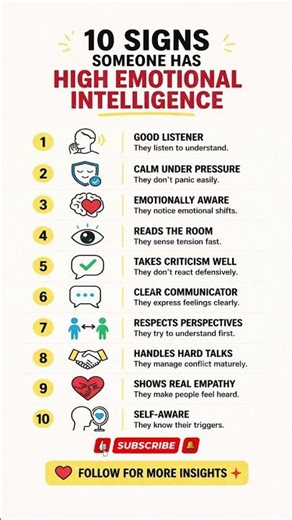 10 Signs Someone Has High Emotional Intelligence | Psychology Shorts #psychology #humanbehavior