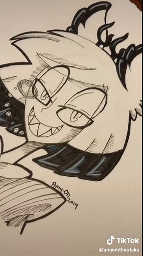 3rd attempt to draw Alastor #fyp #foryoupage #hazbinhotel #alastor #radiodemon #art