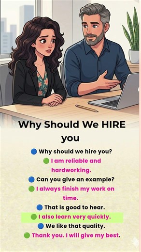 Why Should We Hire You | Easy Job Interview English 🏆 #learnenglish #englishforbeginners