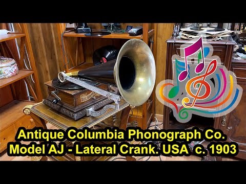 Antique Columbia Phonograph Co. Model AJ - Lateral Crank. USA c. 1903 (GR-E-340)