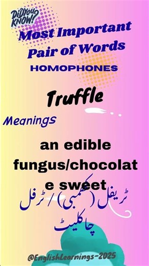 Truffle/Trifle | meaning in English / Urdu, Sentences in English / Urdu | English Learning 2025