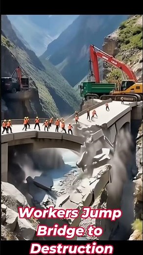 Watch: Workers Jump Bridge to Destruction (Mechanical Resonance Demolition) #fail #construction