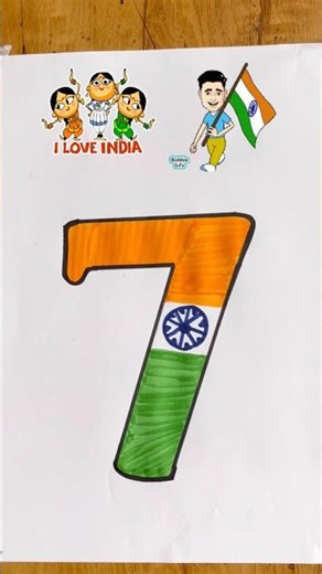 How to draw India flag 🇮🇳 with 7 number #indianflag #howtodrawindianflag #shorts