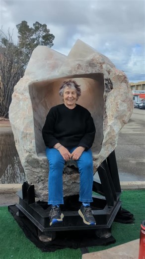 A crystal big enough to sit in! Just one of the amazing functional Crystal art pieces by the amazing mind of our dear friend Steven @bookbinderllc who always manages to come up with the most mind-bending Crystal furniture. Always a pleasure to see what's in store at his booth in Tucson. #crystalgrandma #crystallove #sculpture | Crystalworks Gallery