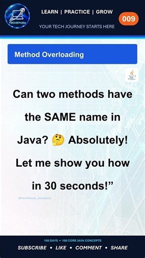 Method Overloading in Java Explained with Examples 🔥 | Core Java #009 #java #coding