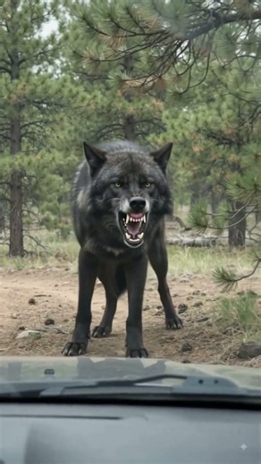 American Wildlife Sanctuary – Angry Black Wolf (Filmed from an SUV)