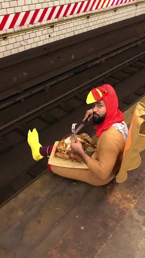 Turkey Eating Turkey for Thanksgiving in NYC