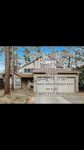 🏡✨ STOP SCROLLING — THIS IS THE ONE ✨🏡 📍 10 Shallow Pond Pl, Spring, TX 77381 3 BEDROOMS 🛏️ | 2.5 BATHS 🛁 | ONLY $1200/MO 😳 If you’ve been waiting for the perfect rental in Spring, TX… this is your sign 👀 ✔️ Spacious 3-bedroom layout ✔️ 2.5 bathrooms (no more fighting over sinks!) ✔️ Beautiful, peaceful neighborhood vibes 🌳 ✔️ Room to entertain, relax, and truly feel at home ✔️ Just $1,200/month ✔️ $1,000 deposit Imagine coming home to a quiet street, natural light pouring in, cozy livin