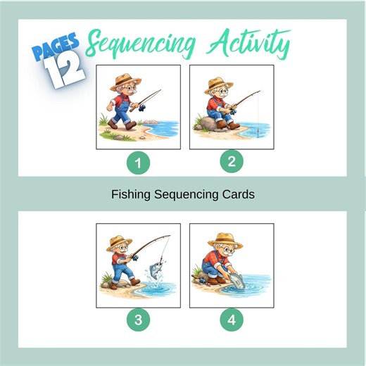 Fishing Sequencing Cards ,preschool Kindergarten Sequencing Worksheet PDF - Etsy