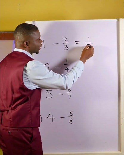 Subtracting fractions from whole numbers