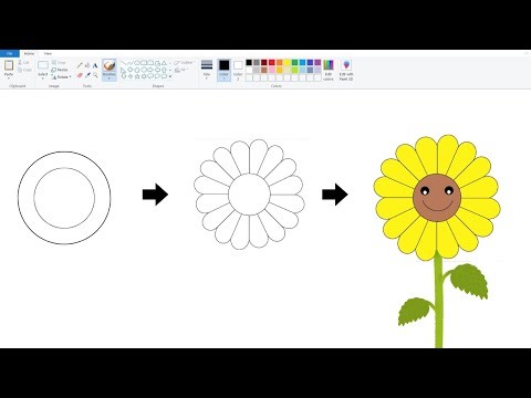 😍 Easy Flower Drawing in MS Paint || 🌻 How to Draw Sun Flower