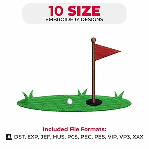Golf Course Embroidery – Machine Embroidery Design, Digital File, 10 Sizes, Instant Download - Etsy