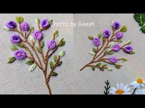 Decorative flowers with bullion stitch | Brazilian Hand embroidery Tutorial | Bullion Knot