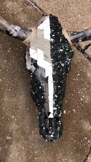 Desert Cow Skull Decor with Rhinestone Longhorn | Bull Head Decoration