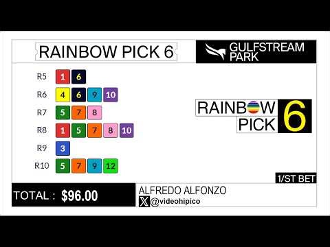 Alfredo's Rainbow Pick6 ticket for Gulfstream Park - Sunday 2/8/2026
