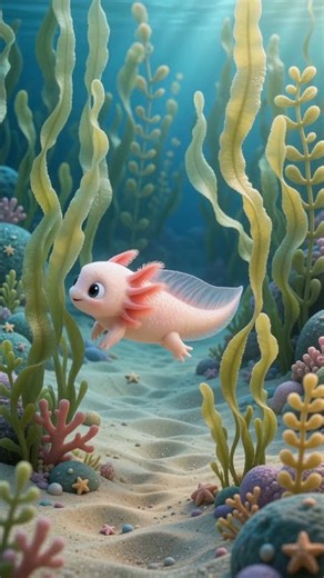 Cute Axolotl Swimming Cutely | Calm 3D Animation Short