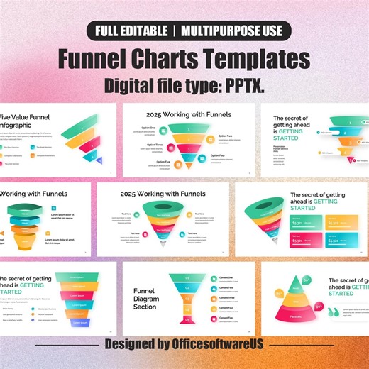 Funnel Charts Powerpoint Fully Editable Templates | Funnel Infographic Powerpoint Templates | Presentation Template | - Etsy