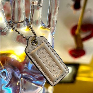 Coach Cream Leather Keychain