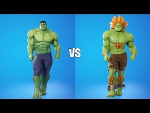 Hulk Skin Vs Blanka Skin Showcase with Emotes & Dances Fight ( 100% Sync ) Fortnite