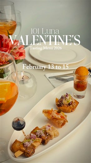 This Valentine’s tasting menu is for anyone who wants a special moment at the table - couples, best friends, families and solo foodies✨ Come for our curated and thoughtfully plated 4, 5 or 6 courses with wine and cocktail pairings. 🍷 📅 Feb 13–15 📍 BF Homes, Parañaque ✨ By reservation only 📱 DM or Message 0917 301 5862 to book your table now. | 101 LUNA Resto x Café