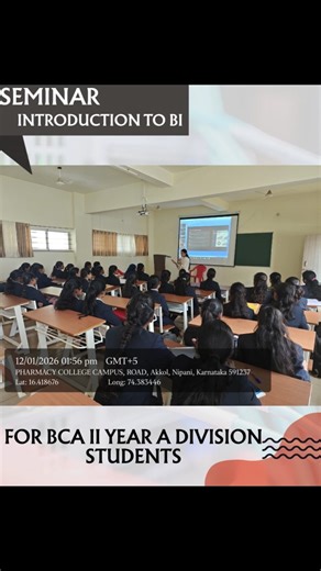KLE 's BCA College Nipani on Instagram: "📊 Seminar on Introduction to Power BI | Industry Expert Session KLE Society’s G. I. Bagewadi BCA College, Nipani (Approved by AICTE, New Delhi) successfully organized a Seminar on “Introduction to Power BI” for BCA III Semester (A Division) students. The session was conducted by Mrs. Namita Patil, Co-Founder, Insigst Virtual, Gadhinglaj, who provided practical insights into data visualization, business intelligence concepts, and real-world applications o
