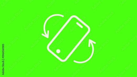 Rotate your phone icon animation with green screen for video editing, 60fps 4k UHD video