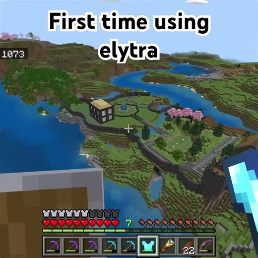 First time using the elytra in Minecraft