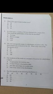 EXAM CODE 018. What is the approximate median score?A. 30B. ... | Filo