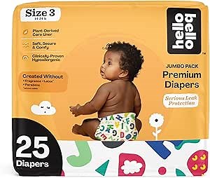 Hello Bello Premium Baby Diapers Size 3, 25 Count of Disposable, Extra-Absorbent, Hypoallergenic Baby Diapers with Snug and Comfort Fit, Alphabet Soup