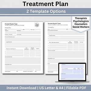 Treatment Plan Template Fillable PDF Counseling Office Forms, Therapy Treatment