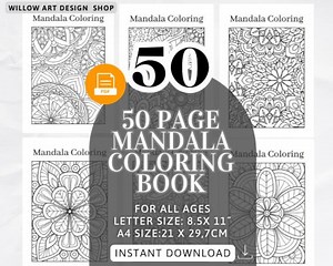 Livre de coloriage 50 motifs de mandala uniques pour adultes et enfants (modèle PDF - Etsy France