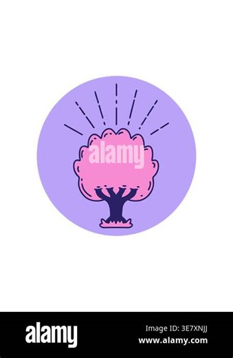 starburst effect animation of doodle of a tattoo style tree Stock Video Footage - Alamy