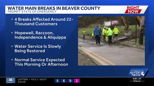 State of emergency called in several Beaver County communities due to water main breaks