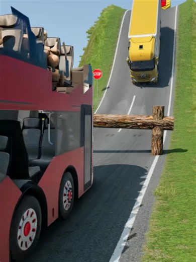 Colourful Buses & Cargo Trucks vs Logs Trap - BeamNG.drive#beamngdrive #beamng #mrqueenshorts #bus