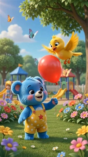 Oh No! My Balloon is Flying Away! 🎈 Cute Blue Bear Adventure | ‪@PooBooRhymes‬ | #nurseryrhymes