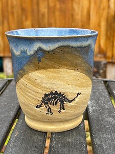Handmade 16 Oz. Stegosaurus Fossil Mug | Blue & Sandstone Ceramic Cup | Dinosaur Pottery Gift | Natural History Art Mug - Etsy