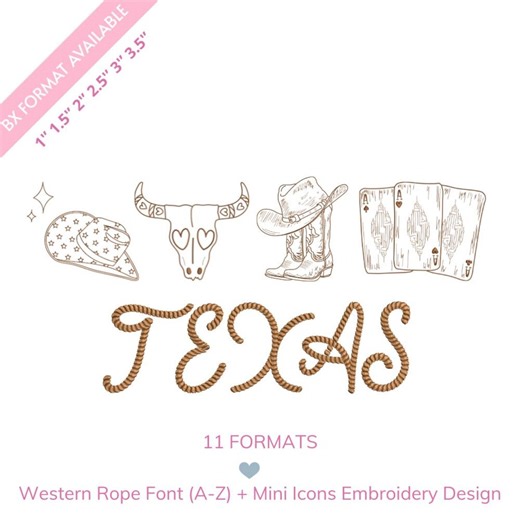 Western Rope Font (full A-Z) AND Mini Icons Embroidery Design, Cowboy Alphabet PLUS Boots Hat Skull Stars, Machine Embroidery Bundle - Etsy Canada
