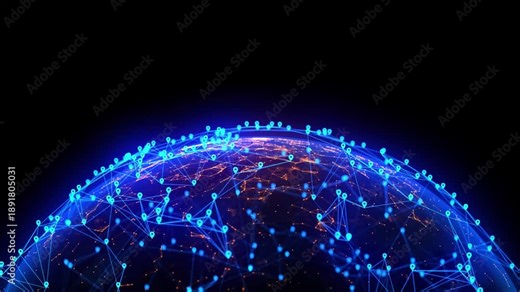 map location tracking World Network Internet Earth Cyber Security Broadband Space Ai Networking System with Plexus Glow Lines, Wave Connection Particles Dots Digital Network Communication Technology