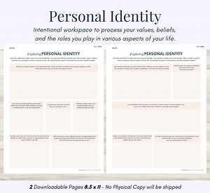 Personal Identity Processing Journal: Self-reflection Worksheet| Mental Health PDF, Therapy Journal, Self-reflection, Guided Prompts - Etsy