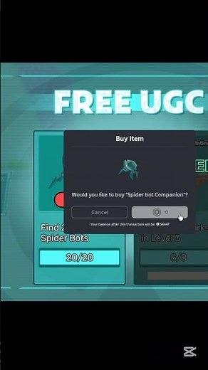 SNIPED #191/1.500 Spider Bot Companion #roblox #freeugcroblox